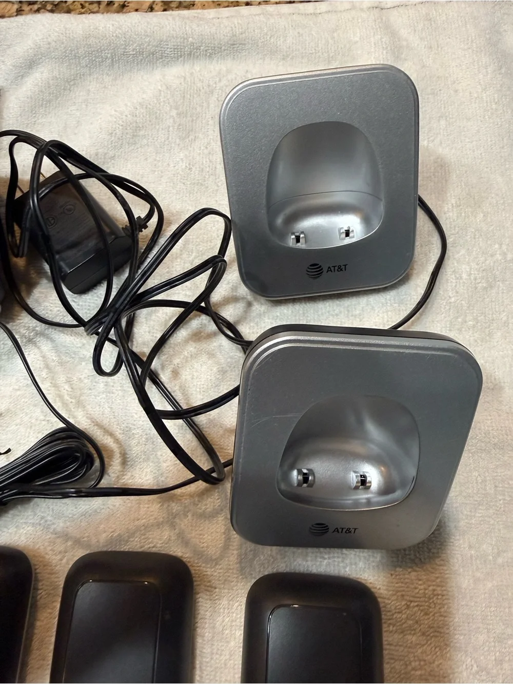 AT&T Silver & Black Cordless Phone System with 3 Handsets